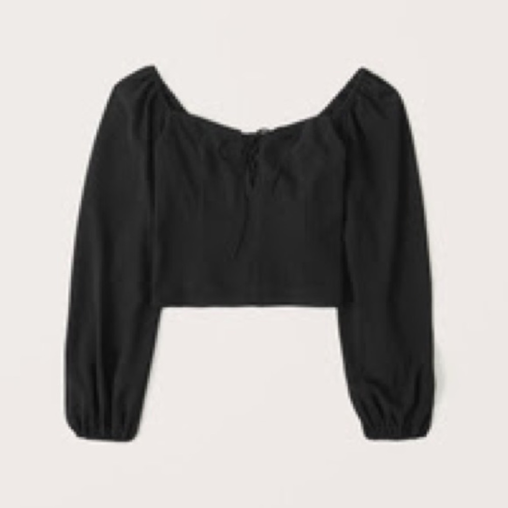 Abercrombie Puff Sleeve Lace-Up Sweetheart Blouse